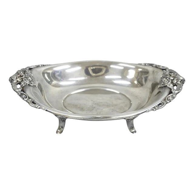 Vintage Baroque by Wallace Victorian Silver Plated Footed Centerpiece Fruit Bowl For Sale