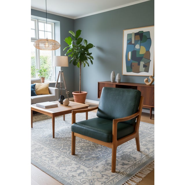 Model 169 Senator Lounge Chair in Teak and Green Leather by Ole Wanscher for Poul Jeppesens Møbelfabrik, 1960s For Sale - Image 16 of 18