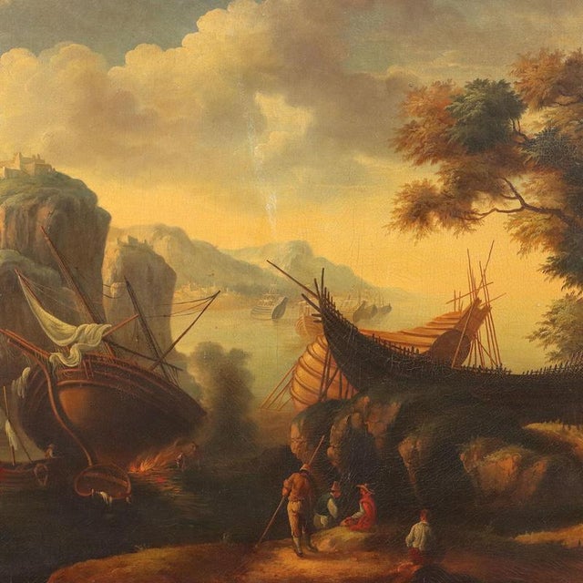 Central European School Artist, Seascape with Wrecks and Figures, Early 20th Century, Oil Painting on Canvas, Framed For Sale - Image 3 of 14