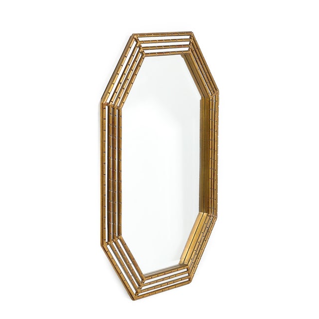 Mid-Century Modern Mid-Century Modernist Octagonal & Tiered Segmented Giltwood Mirror For Sale - Image 3 of 12