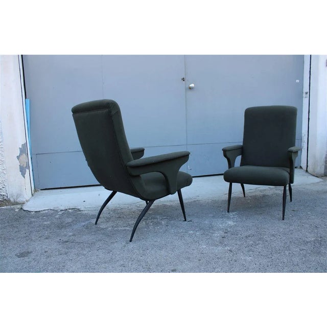 1950s Set of Italian Green Armchairs by Gigi Radice for Minotti, 1950s For Sale - Image 5 of 10