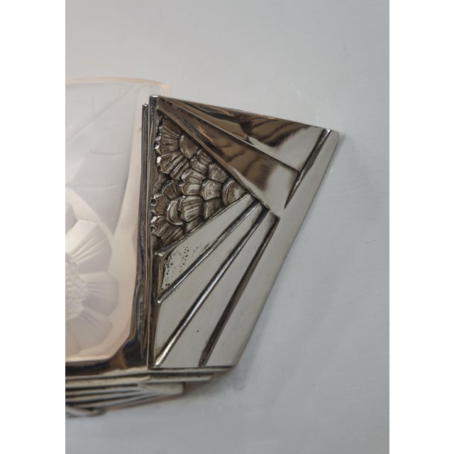 Metal A Pair of French Art Deco Wall Sconces by Degue 1930 France For Sale - Image 7 of 12