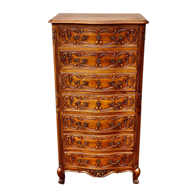 Louis XV Style Chest of 7 Drawers with Engraving, 1960s For Sale - Image 10 of 10