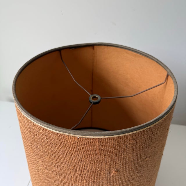 1960s Burlap Barrel Lampshades - a Pair For Sale In Charleston - Image 6 of 9