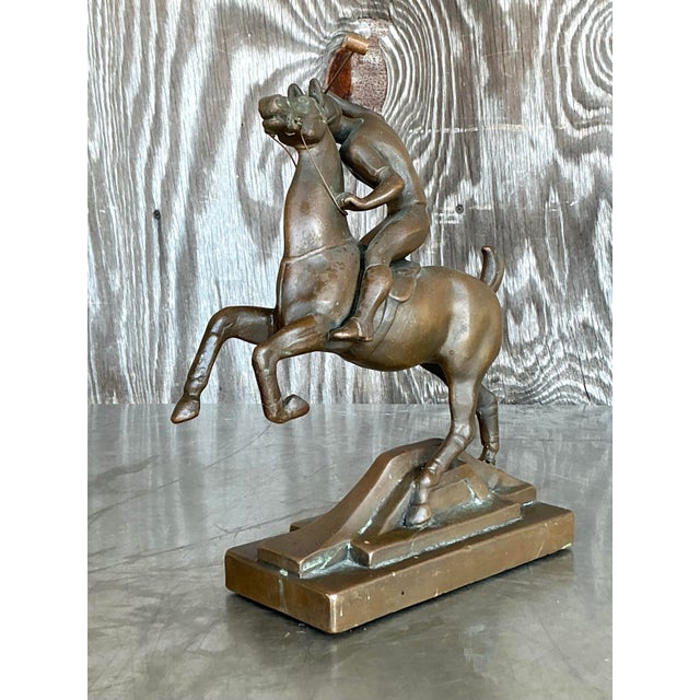 Vintage Boho Brass Horse and Rider For Sale - Image 10 of 10