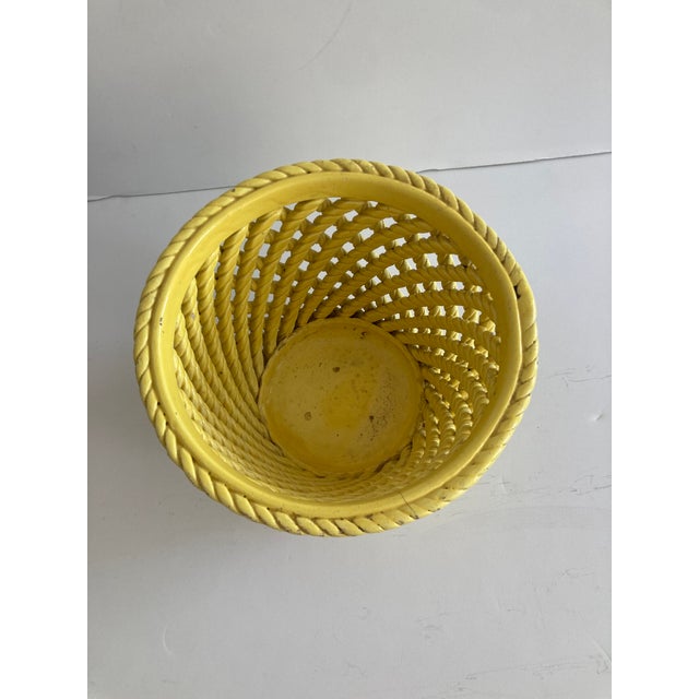 Old School Palm Beach Yellow Glazed Ceramic Cache Pot For Sale - Image 4 of 10