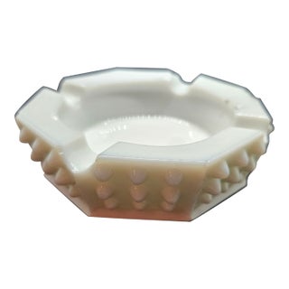 Vintage - 4¼" Milk Glass Hobnail Ashtray, Octagon Shaped For Sale
