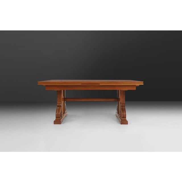 Vintage Art Deco Extendable Dining Table in Full Oak, 1940s For Sale - Image 11 of 14