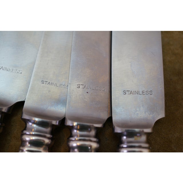 Metal Vintage Gorham Fairfax Sterling Silver Handle Stainless Steel Blade Knives - 6 pcs For Sale - Image 7 of 10