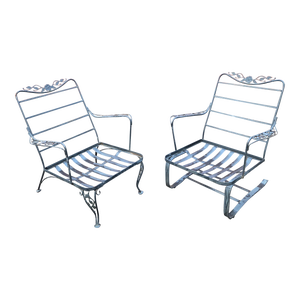 Vintage Wrought Iron Patio Chairs - Set of 2
