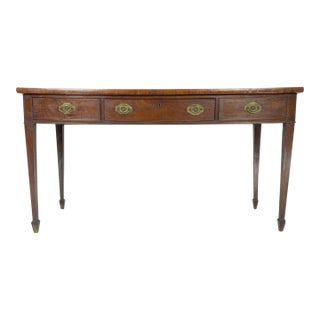 Elegant Circa 1810 Sheraton Mahogany Sideboard With Banded Inlay & Oval Brass Pulls For Sale