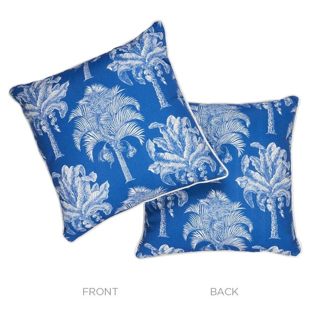 Hollywood Regency Schumacher Grand Palms Indoor/Outdoor Pillow 22" x 22" in Navy For Sale - Image 3 of 5
