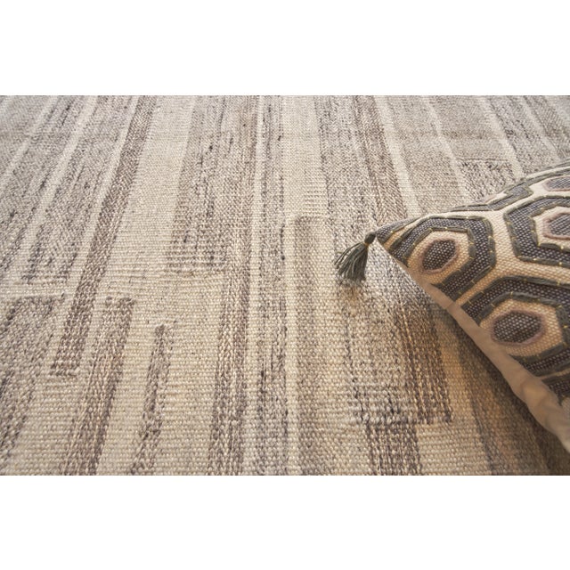 Wood Exquisite Rugs Scandinavian Handmade New Zealand Wool & Bamboo Silk Ivory/Gray Rug-8'X10' For Sale - Image 7 of 8