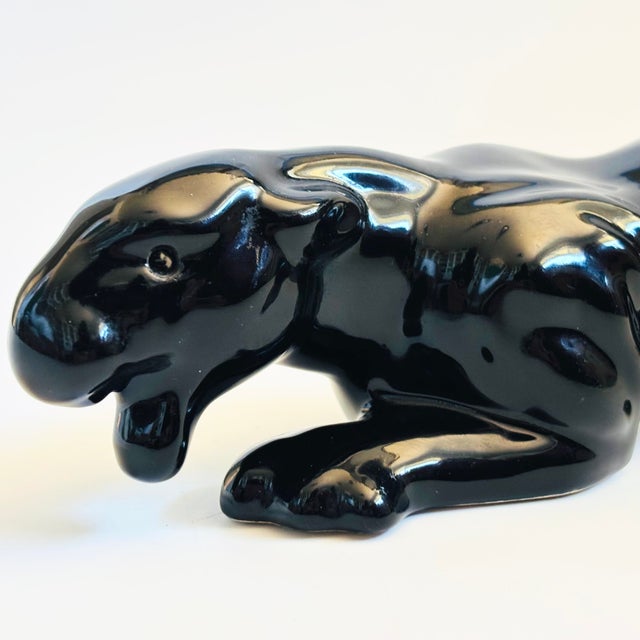 Mid 20th Century MCM Ceramic Black Panther For Sale - Image 5 of 9