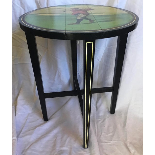 Gentleman Golfer Handmade Folding Occasional Table Artist: Unsigned Material: Wood, Oil Paint Era/Year: Later 20th Century...