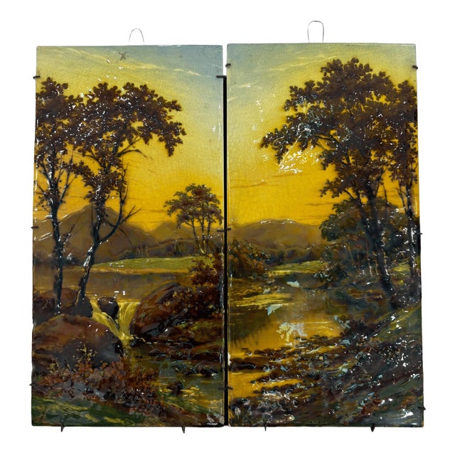 River Landscapes, 19th Century, Ceramic, Set of 2 For Sale