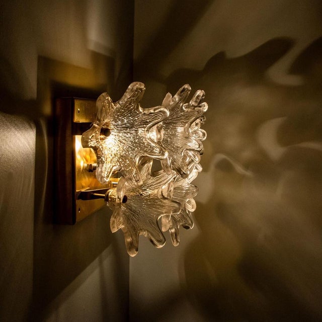 Large Brass and Gold Murano Glass Wall Lights attributed to Paolo Venini for VeArt, 1969, Set of 2 For Sale - Image 18 of 18