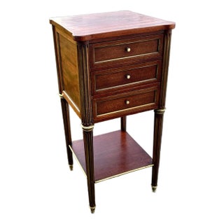 Antique French Regency Style Three Drawer Mahogany Chest W/Brass Fittings For Sale