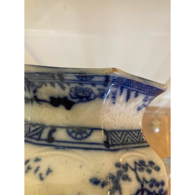 English Flow Blue Sugar Jar Mid 19th Century For Sale - Image 3 of 14