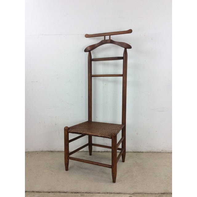 Mid Century Modern Gentleman’s Valet Butler With Woven Seat For Sale - Image 9 of 12