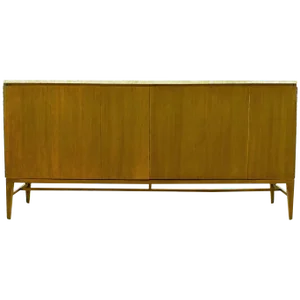 Paul McCobb for Calvin Mahogany and Travertine Dresser With Dual Tri-Fold Doors
