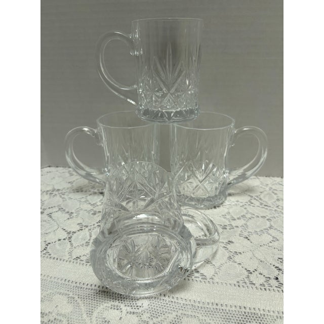 Glass Vintage Cut Glass Etched Mugs or Cups, Set of Four For Sale - Image 7 of 7