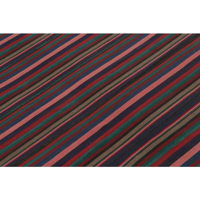 This vintage 6x6 Persian Kilim is believed to be a Bidjar tribal rug of the Jajim flatweave style—handwoven in wool circa...