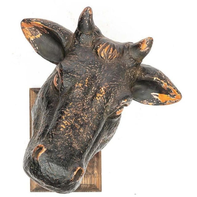 Vintage Mexican Folk Art Cow Head Statue Chairish