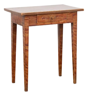 19th Century Swedish Folk Art Painted Side Table With Drawer