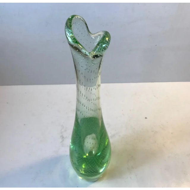 Green Duckling Glass Vase with Air Bubbles by Per Lütken for Holmegaard, 1950s For Sale - Image 11 of 11