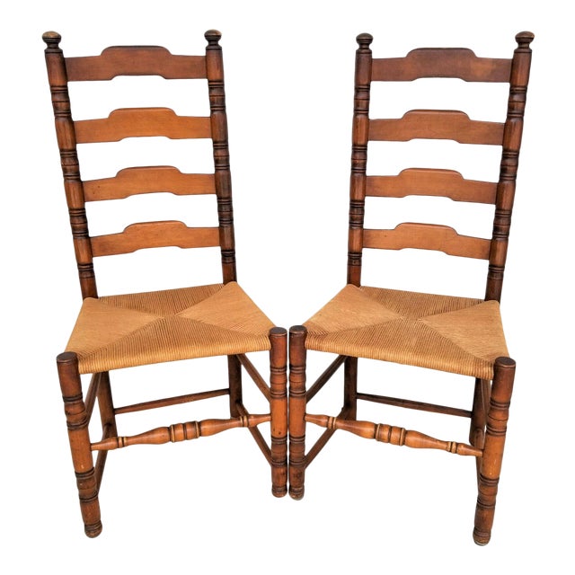 Vintage Rustic French Farmhouse Ladder Back Dining Accent ...