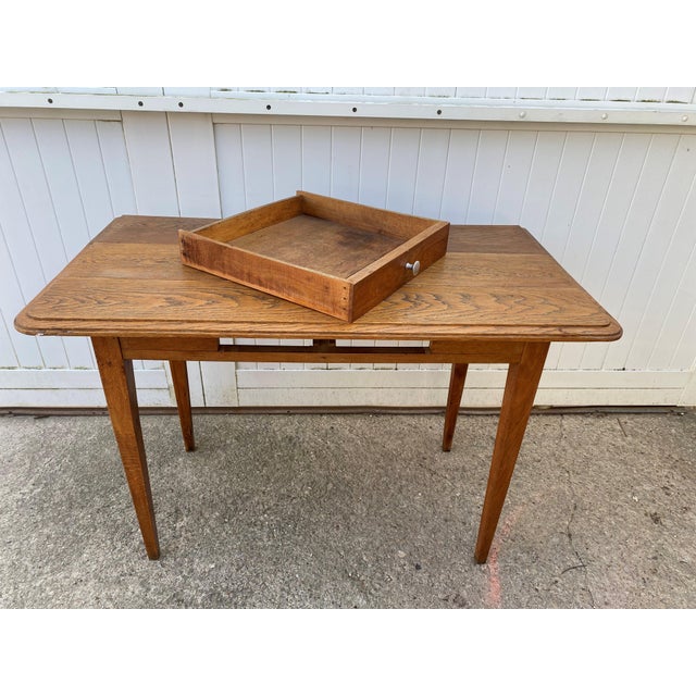Desk Table with 1 Drawer Oak Top 105x56cm, 1930s For Sale - Image 6 of 18