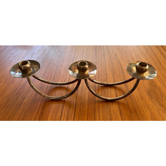 Mid-Century Modern Vintage Berg of Denmark Mid Century Silver Plated Candlestick Holder For Sale - Image 3 of 11
