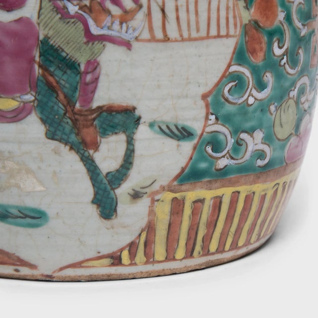 Antique Chinese Enamelware Teapot With Mythical Qilin For Sale - Image 9 of 11