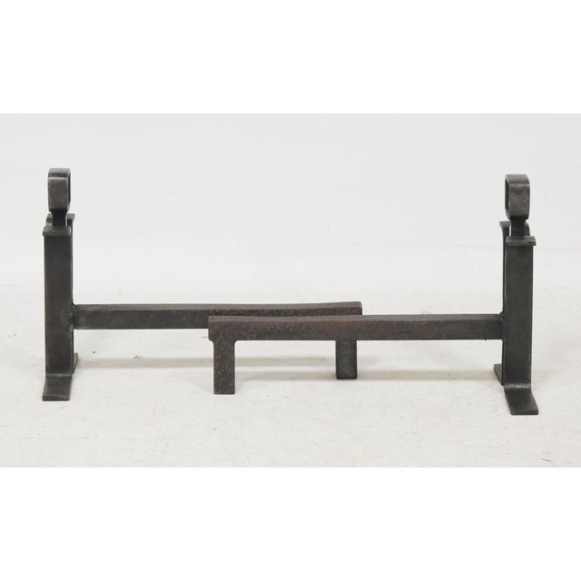 Modern Modernist Steel Andirons, 1950s, Set of 2 For Sale - Image 3 of 5