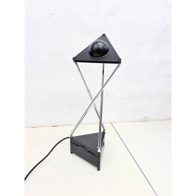 Black Italian Kandido Table Lamp by F. A. Porsche for Luci, 1980s For Sale - Image 8 of 10