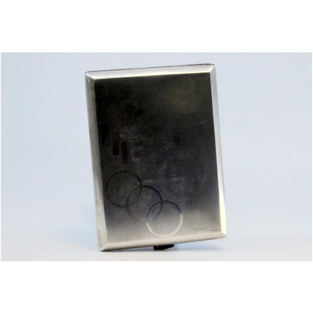 Matte Silver Cigarette Case with Geometric Figures and Gilt Interior For Sale - Image 9 of 10
