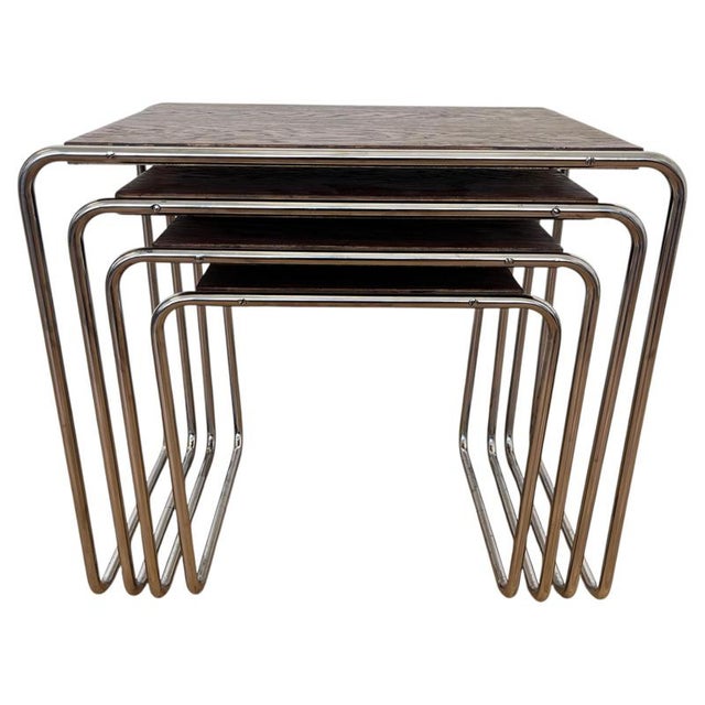 Bauhaus Chrome B9 Nesting Tables by Marcel Breuer for Thonet, 1930, Set of 4 For Sale - Image 9 of 9
