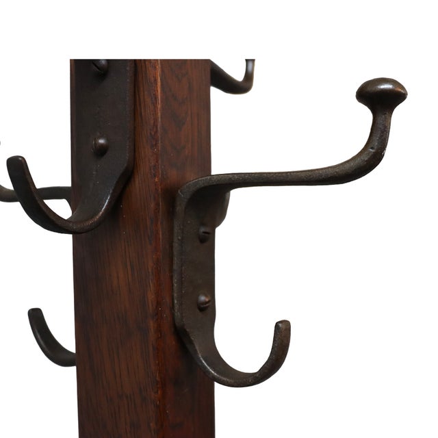 L. & J.G. Stickley, Inc. Arts & Crafts L & Jg Stickley Mission Oak Coat Rack Signed C1920 For Sale - Image 4 of 9