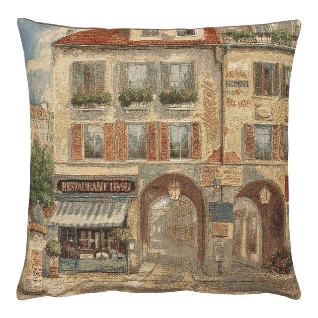 Paris Scene III Tapestry Cushion With Feather Filler - 46x46cm (18"x18") For Sale