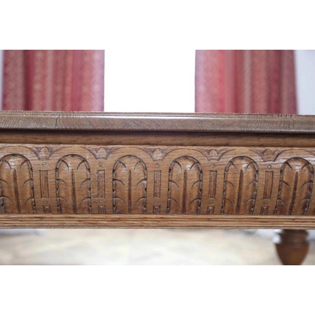 Antique Carved Oak Extendable Table For Sale - Image 6 of 6