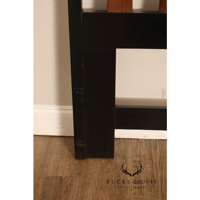 Mid Century Modern King Size Headboard with Ebony Frame and Walnut Bentwood Slats For Sale - Image 17 of 18