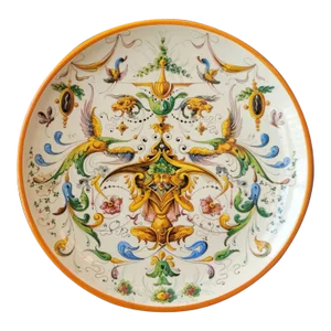 Antique Italian Renaissance Raffaellesco Grotteschi Majolica Wall Charger