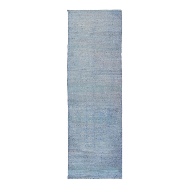 Vintage Turkish Kilim Runner With Soft Blue and Gray Hues 2'4 X 8'0 For Sale