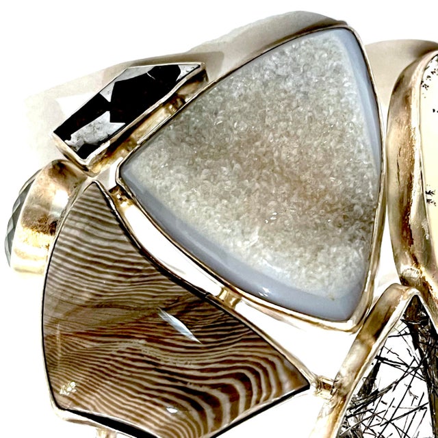 Vintage Statement Cuff Bracelet - Sterling Silver - Semi-Precious Stones - Studio Greytak Montana For Sale - Image 12 of 16