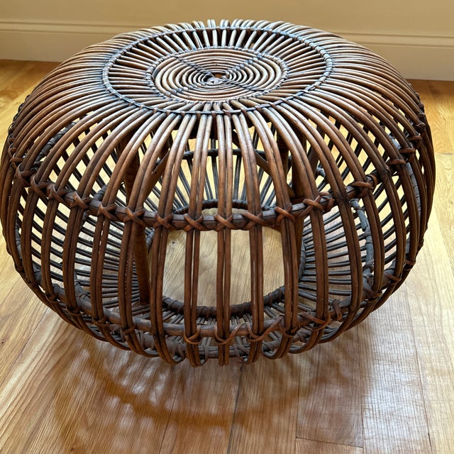 1970s 1970s Albini Style Rattan Ottoman For Sale - Image 5 of 7