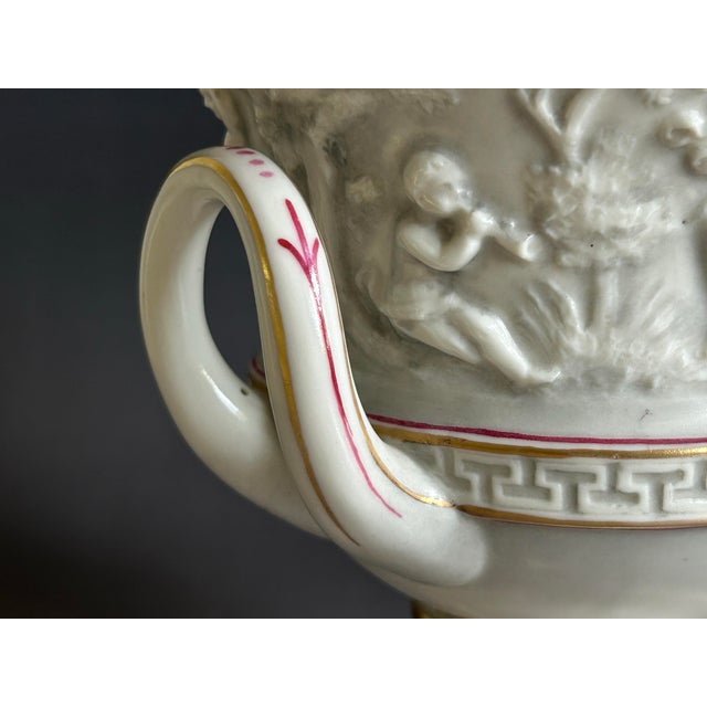 1900 - 1909 Antique German Neoclassical Porcelain Urn Cachepot With Figural Relief, c.1900 For Sale - Image 5 of 12
