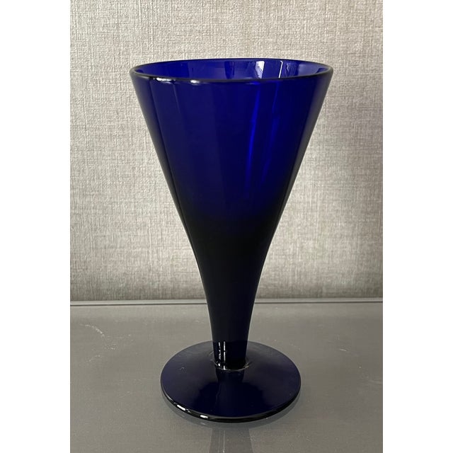 Glass Antique Early 19th Century English George III Blue Cobalt Wine Glasses - Set of 4 For Sale - Image 7 of 18