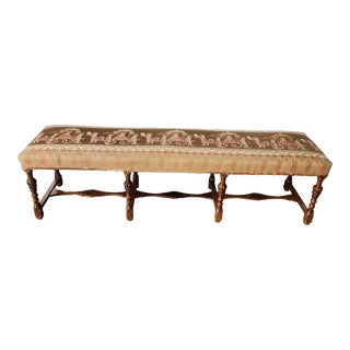 1920s Jacobean Style Bench With Monkey Upholstery For Sale