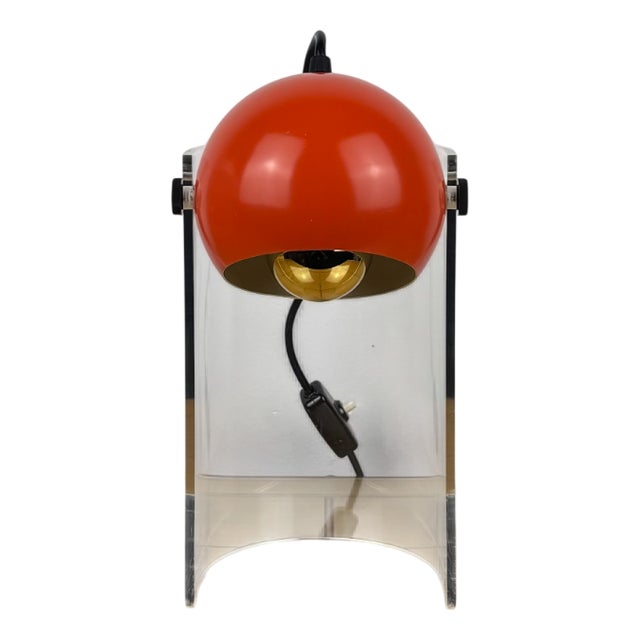 Space Age Orange Spot Light with Acrylic Stand, 1970s For Sale